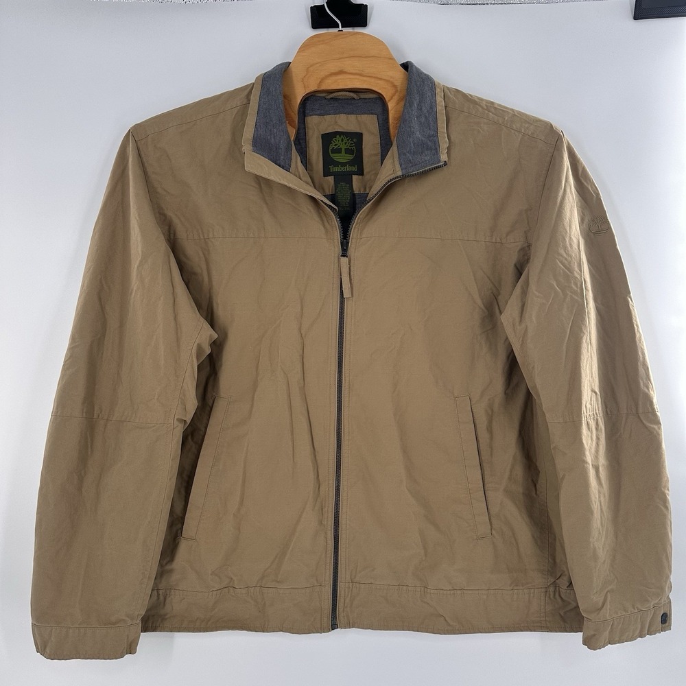 Men's Timberland 2XL Tan, Lined Windbreaker Jacket, Work Wear